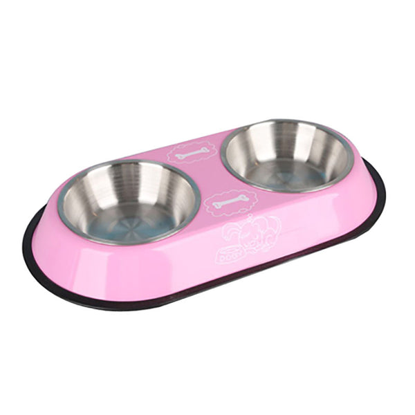 Pet food drinking double bowl