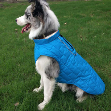 Autumn and winter pet waterproof clothes two-color plaid dog padded winter jacket