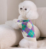 Autumn and winter fresh flower jacquard knitted cardigan puppy dog two-legged sweater