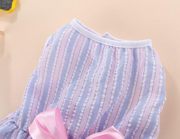 Vertical striped butterfly skirt pet cat dog spring and summer thin section Fadou Corgi Teddy Bomei Bichon clothes spring