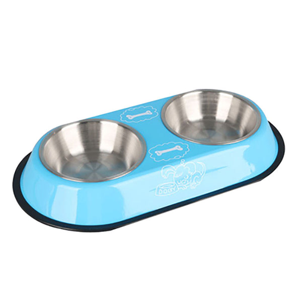 Pet food drinking double bowl