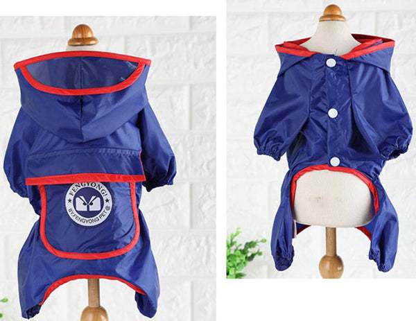 Big pocket small dog four-legged raincoat