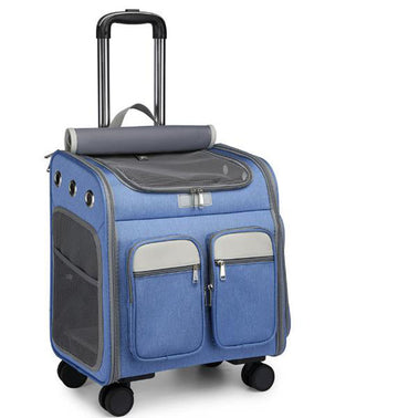 New pet trolley case going out portable cat backpack shoulders large-capacity breathable foldable portable cat bag