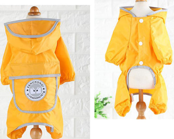 Big pocket small dog four-legged raincoat