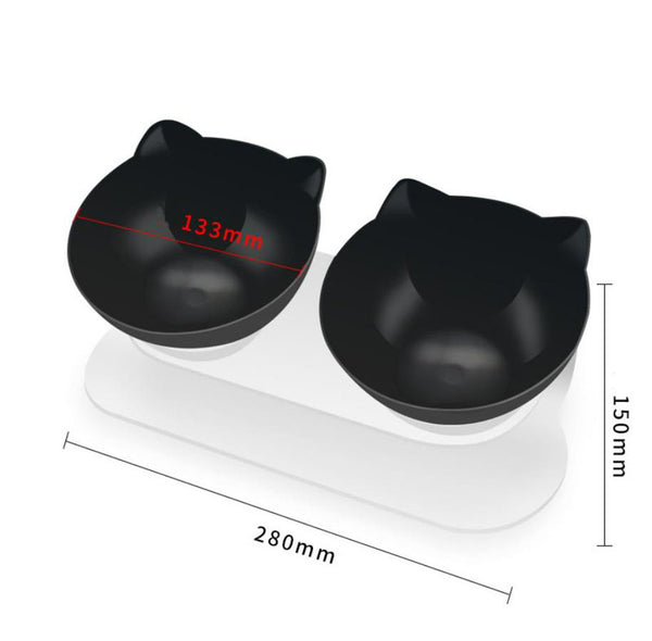 15°傾斜調整可能な滑り止めペットダブルボウル