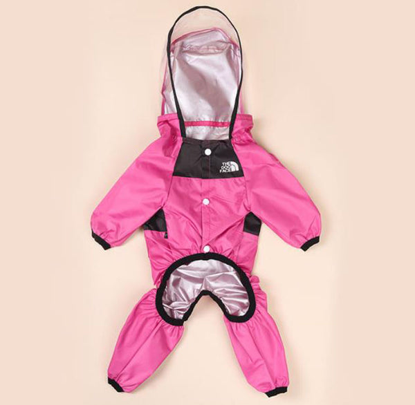 Dog four-legged transparent PU waterproof clothes pet all-inclusive hooded raincoat