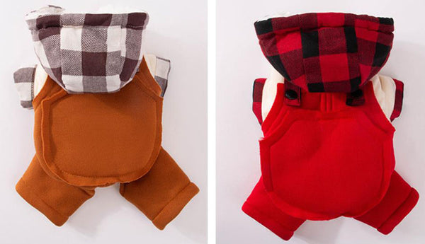 Autumn and winter dog plaid colorblock overalls four-legged clothes