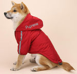 vêtements pour chiens d'automne et d'hiver plus veste épaississante en velours imperméable à capuche à deux jambes manteau en coton à rayures réfléchissantes