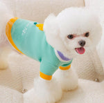 Autumn and winter fresh flower jacquard knitted cardigan puppy dog two-legged sweater