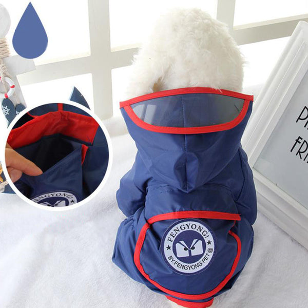 Big pocket small dog four-legged raincoat