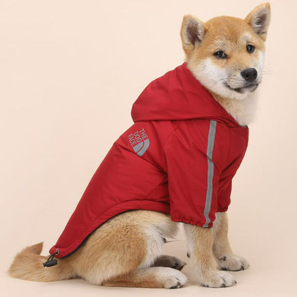 vêtements pour chiens d'automne et d'hiver plus veste épaississante en velours imperméable à capuche à deux jambes manteau en coton à rayures réfléchissantes