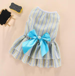 Vertical striped butterfly skirt pet cat dog spring and summer thin section Fadou Corgi Teddy Bomei Bichon clothes spring