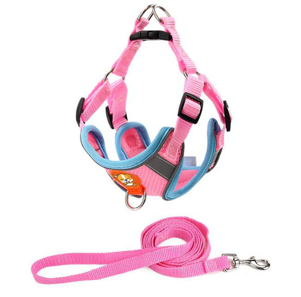 Reflective breathable leash for pet chest harness