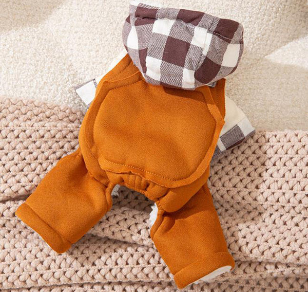 Autumn and winter dog plaid colorblock overalls four-legged clothes