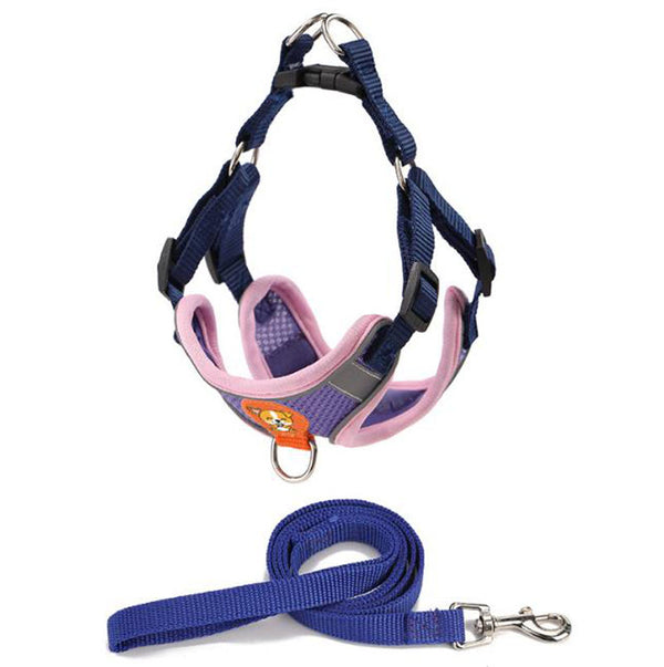 Reflective breathable leash for pet chest harness