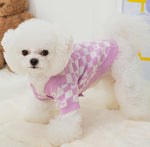 Autumn and winter fresh flower jacquard knitted cardigan puppy dog two-legged sweater