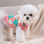 Autumn and winter fresh flower jacquard knitted cardigan puppy dog two-legged sweater